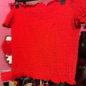 Women's Red Smocked Top